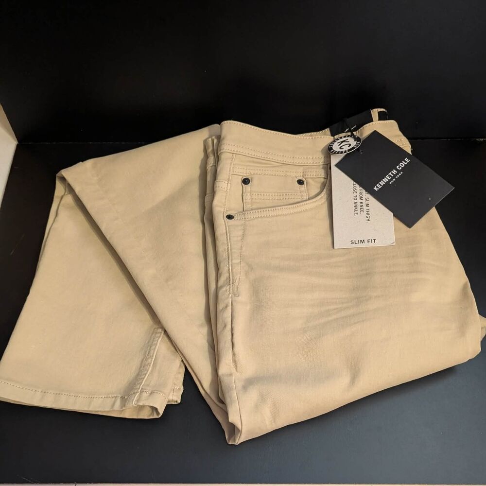 Kenneth Cole Techni-Cole Men's 36x32 Slim Fit 5-Pocket Pants Brazilian Tan NWT